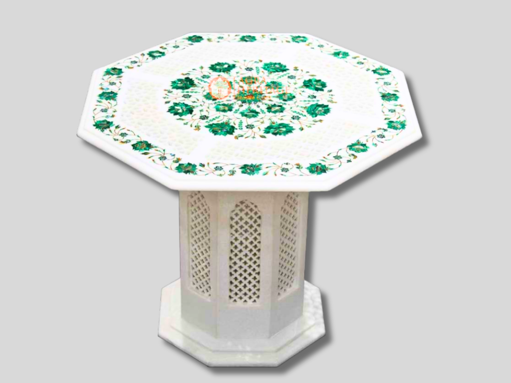 Top Counter Table Malachite Pietradura Floral Interior